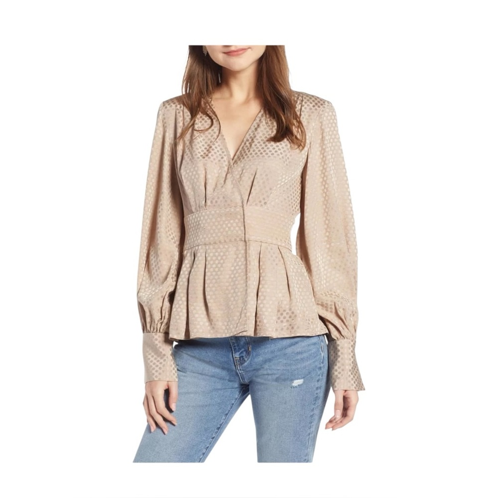 Something Navy Waist Detail Jacquard Top